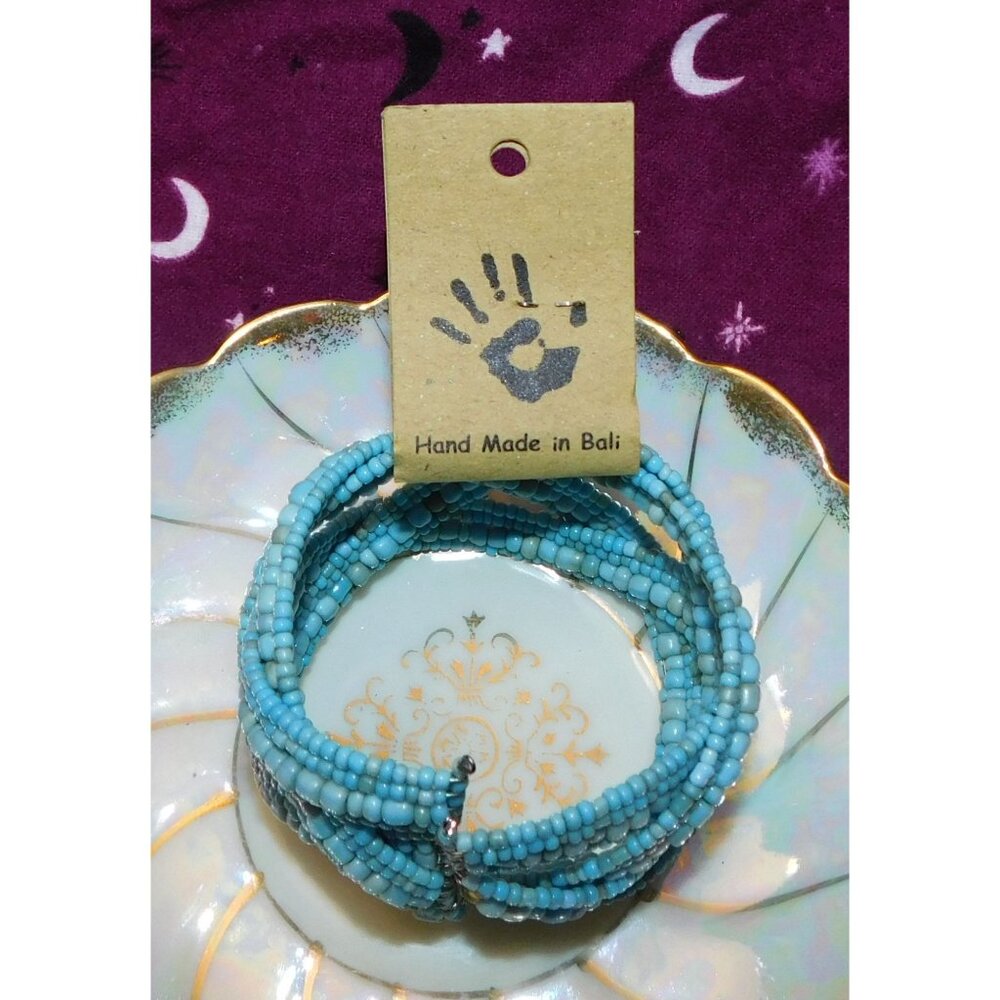 Archipelago Handmade Blue beaded Cuff Bracelet - Picture 5 of 6